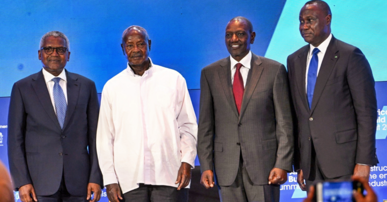 Nigerian billionaire Aliko Dangote speaking at Africa We Build Summit 2026 about plans to construct a major oil refinery in Tanga, Tanzania to boost Africa’s refining capacity