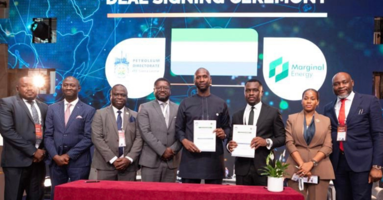 Representation of offshore drilling activity following Sierra Leone’s agreement with Nigeria’s Marginal Energy for oil exploration across multiple offshore blocks