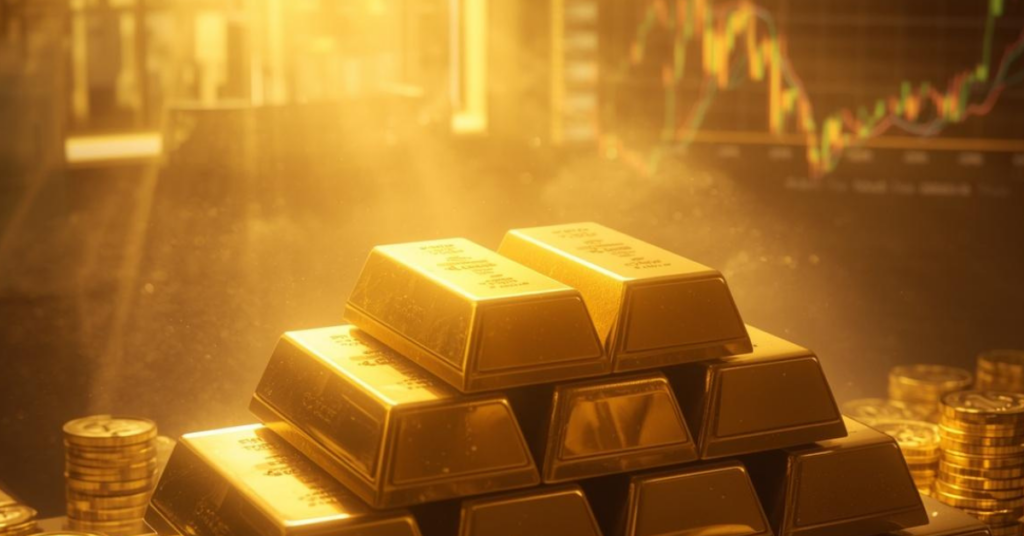 Stacks of gold bars symbolising rising central bank reserves in Africa