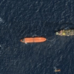 Iranian oil tanker operating in shadow fleet near Strait of Hormuz