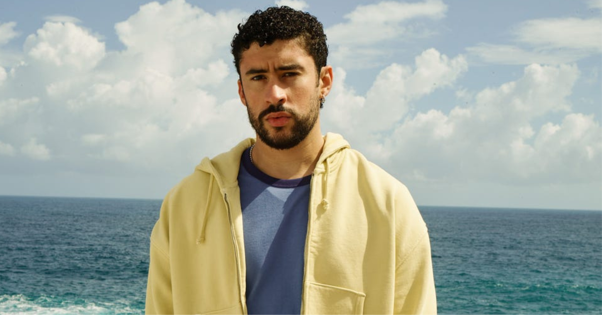 Bad Bunny models pieces from the colorful Benito Antonio Zara collection inspired by Puerto Rican streetwear and island culture.