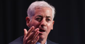 Bill Ackman reacts as Pershing Square USA IPO shares fall below $50 debut price on Wall Street.