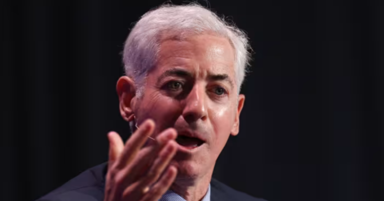 Bill Ackman reacts as Pershing Square USA IPO shares fall below $50 debut price on Wall Street.