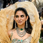 Isha Ambani at Met Gala 2026 wearing a jasmine gajra made from 600 handmade paper flowers designed by Sourabh Gupta.