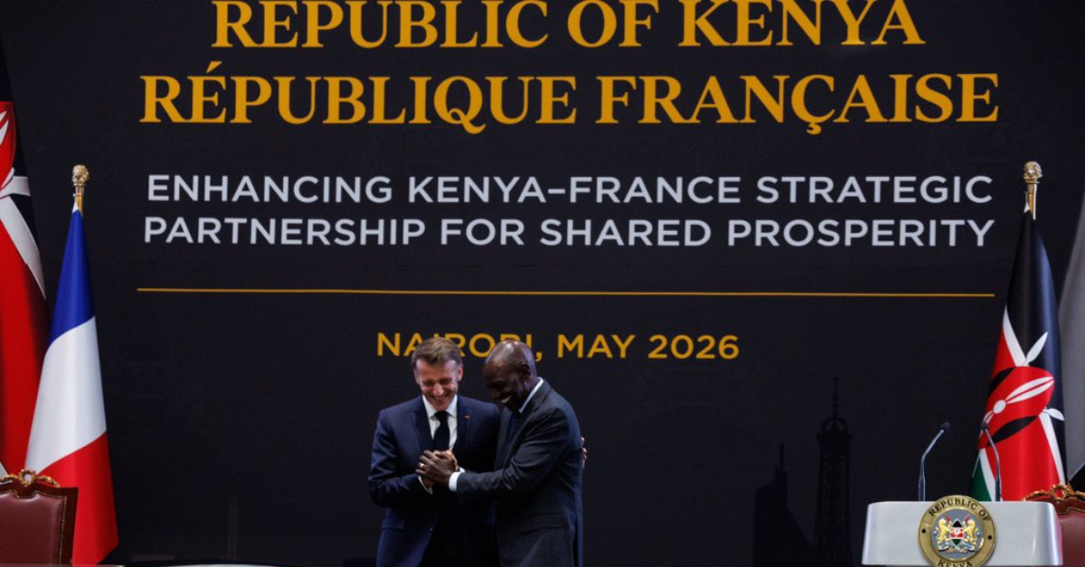 President William Ruto and President Emmanuel Macron during Kenya-France bilateral talks at State House Nairobi