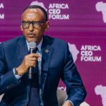 Paul Kagame speaking at the Africa CEO Forum 2026 on Africa’s economic sovereignty and resource protection.