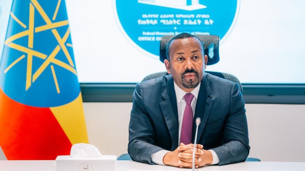 Ethiopian Prime Minister Abiy Ahmed speaking at the Made in Ethiopia Expo as the country targets $10 billion export revenue.