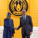 Bola Ahmed Tinubu meets Paul Kagame in Kigali during high-level talks on trade, investment, and regional integration.