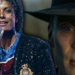 A promotional image from the Michael Jackson biopic Michael, illustrating the film’s exceptional worldwide box office success as it approaches a historic record and prepares to surpass Oppenheimer as the highest-grossing biopic ever.