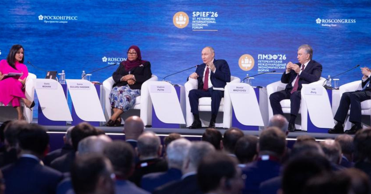 Tanzania President Samia Suluhu Hassan speaks at SPIEF 2026, highlighting investment opportunities for Russian companies in mining, agriculture, energy, healthcare and logistics.