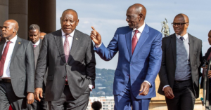 President William Ruto and President Cyril Ramaphosa witness the signing of six Kenya-South Africa trade and cooperation agreements at the Union Buildings in Pretoria.