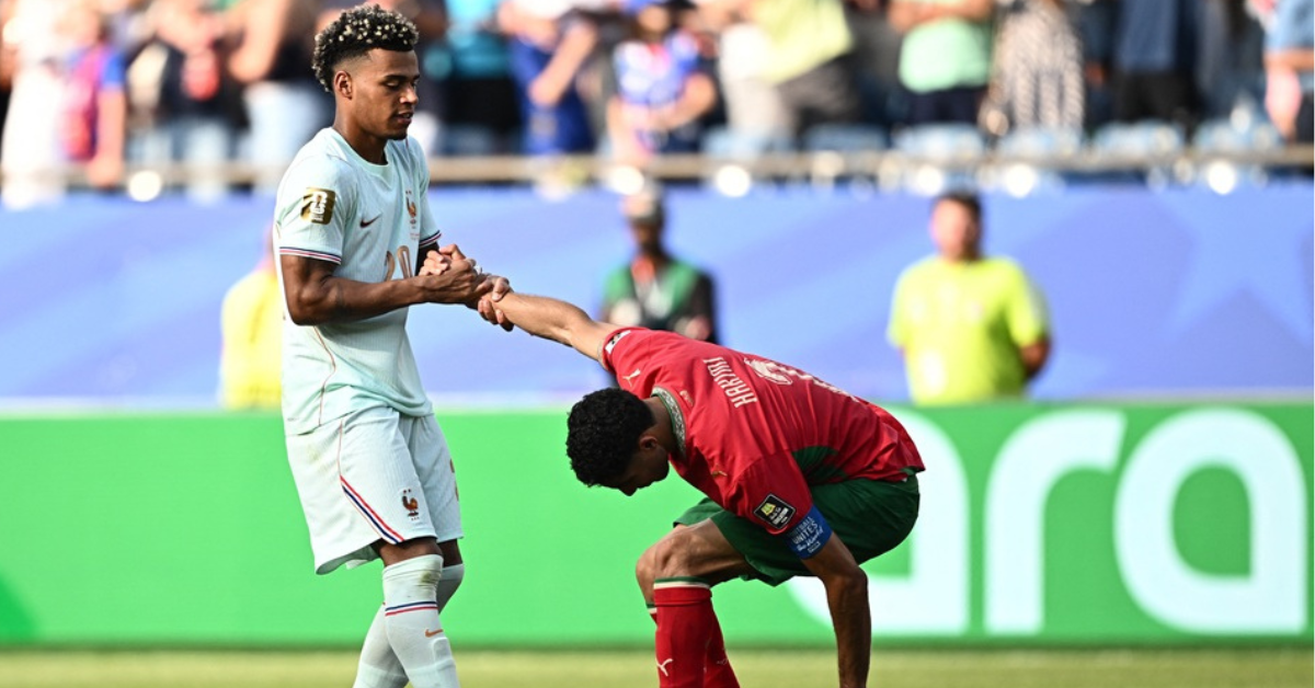 Morocco players applaud supporters after their World Cup quarter-final defeat to France.