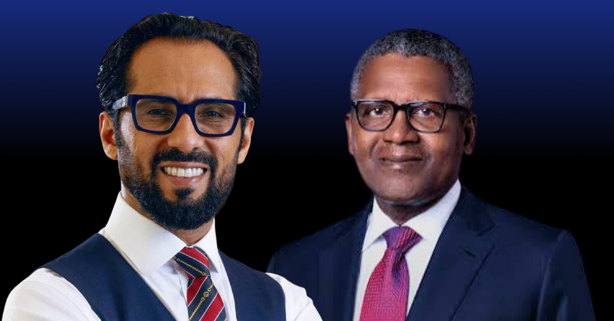 Mohammed Dewji discussing investment in Aliko Dangote’s planned Kenya oil refinery.