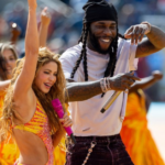 Shakira performs with Tyla, Burna Boy and Ed Sheeran during her World Cup Edition concert at Barclays Center in New York City.