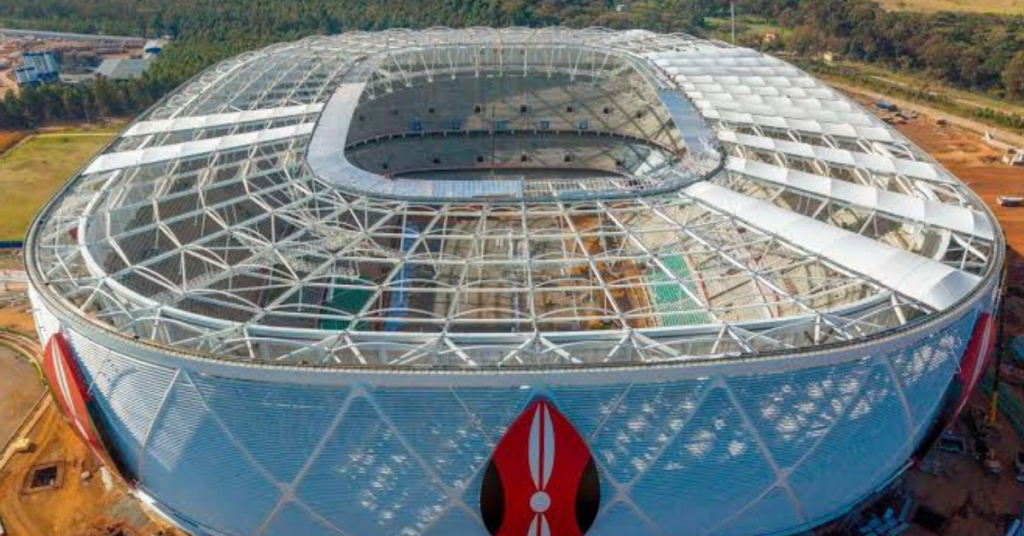 Construction work at an AFCON 2027 stadium as East African nations prepare for CAF inspections.