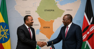 A vibrant border market featuring traders transporting livestock, grains and locally produced goods between Ethiopia and Kenya, highlighting the importance of informal commerce and the region’s move toward structured cross-border trade.