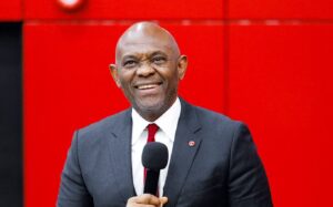 Tony Elumelu and Emmanuel Nnorom during UBA leadership transition announcement as the bank confirms a new Group Chairman.